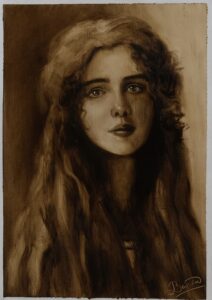 Studio di ritratto femminile n. 2 (Female Portrait Study No. 2), 2022, oil on paper, 50 x 35 cm