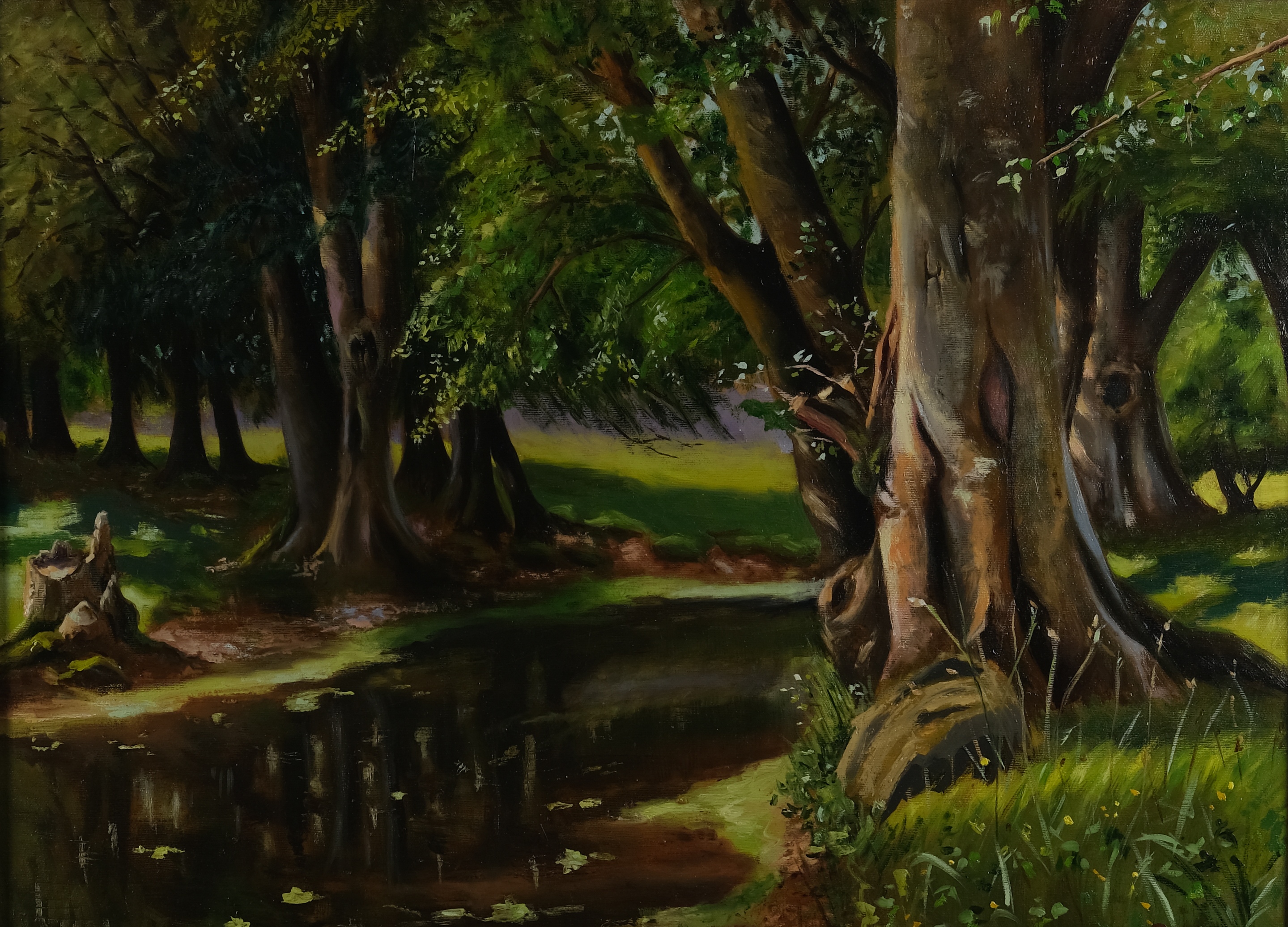 Original landscape oil painting on canvas inspired by Monsted by Maria Luisa Bevivino, 2022