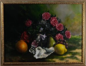 Original still life with flowers oil painting on canvas by Maria Luisa Bevivino, 2024